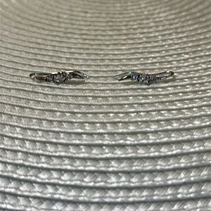CZ Silver Toned Dangle Earrings